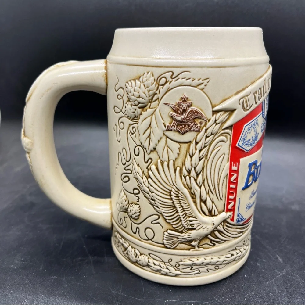 Budweiser Label Stein Beer Mug Cup 1995 Ceramarte Brazil w/ Box & COA